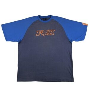 Vintage Fox Racing Shirt Mens XL Raglan Motocross Logo Graphic Tee Crewneck Y2K